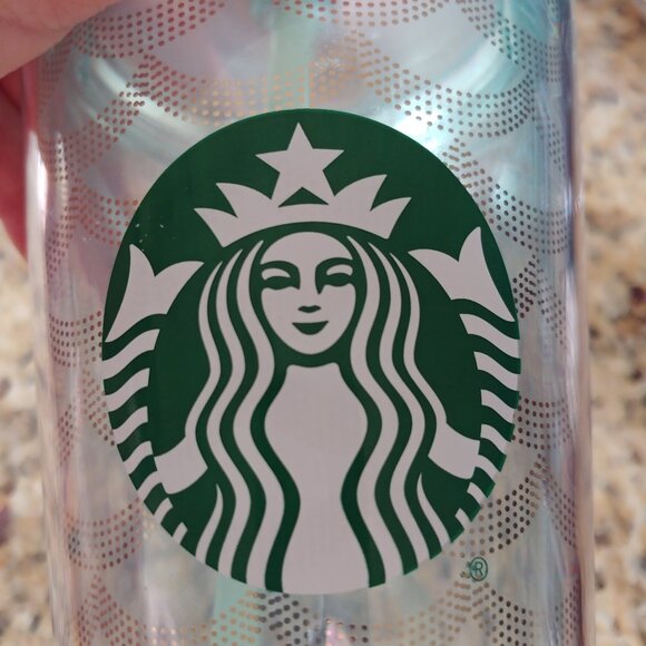 Starbucks blue/aqua/greenish plastic cup with straw - Picture 4 of 5